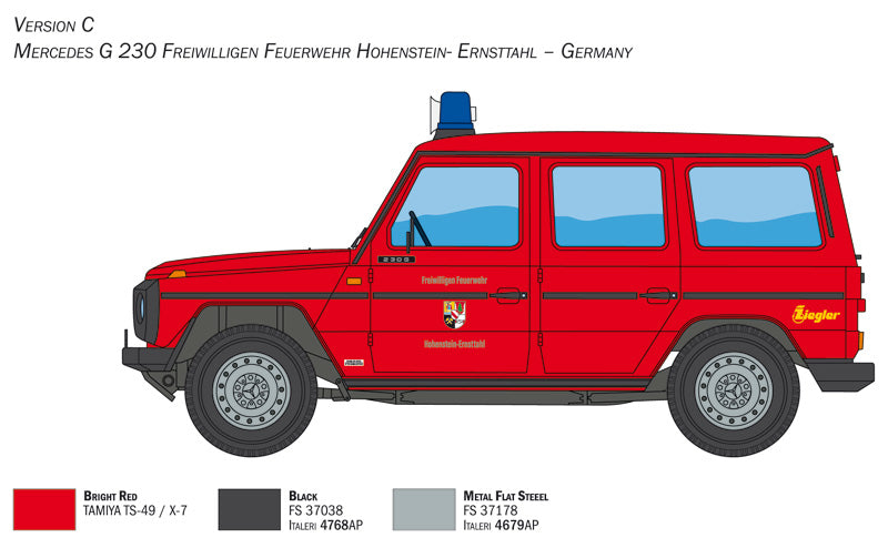 Italeri 1:24 Mercedes Benz G230 Feuerwehr Plastic Model Kit Italeri