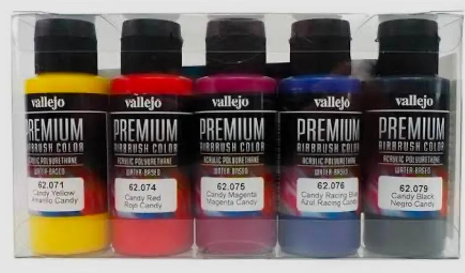 Vallejo Premium Colour Candy Colors 5 Colour Set Acrylic Airbrush Paint Vallejo