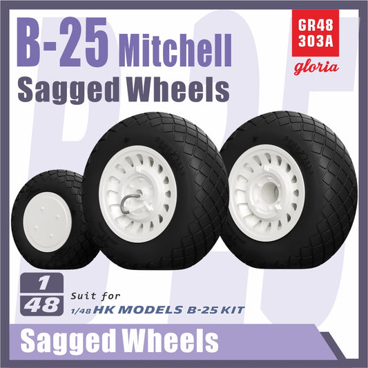 Gloria 1:48 B-25 Mitchell Sagged Wheels (Type 1)