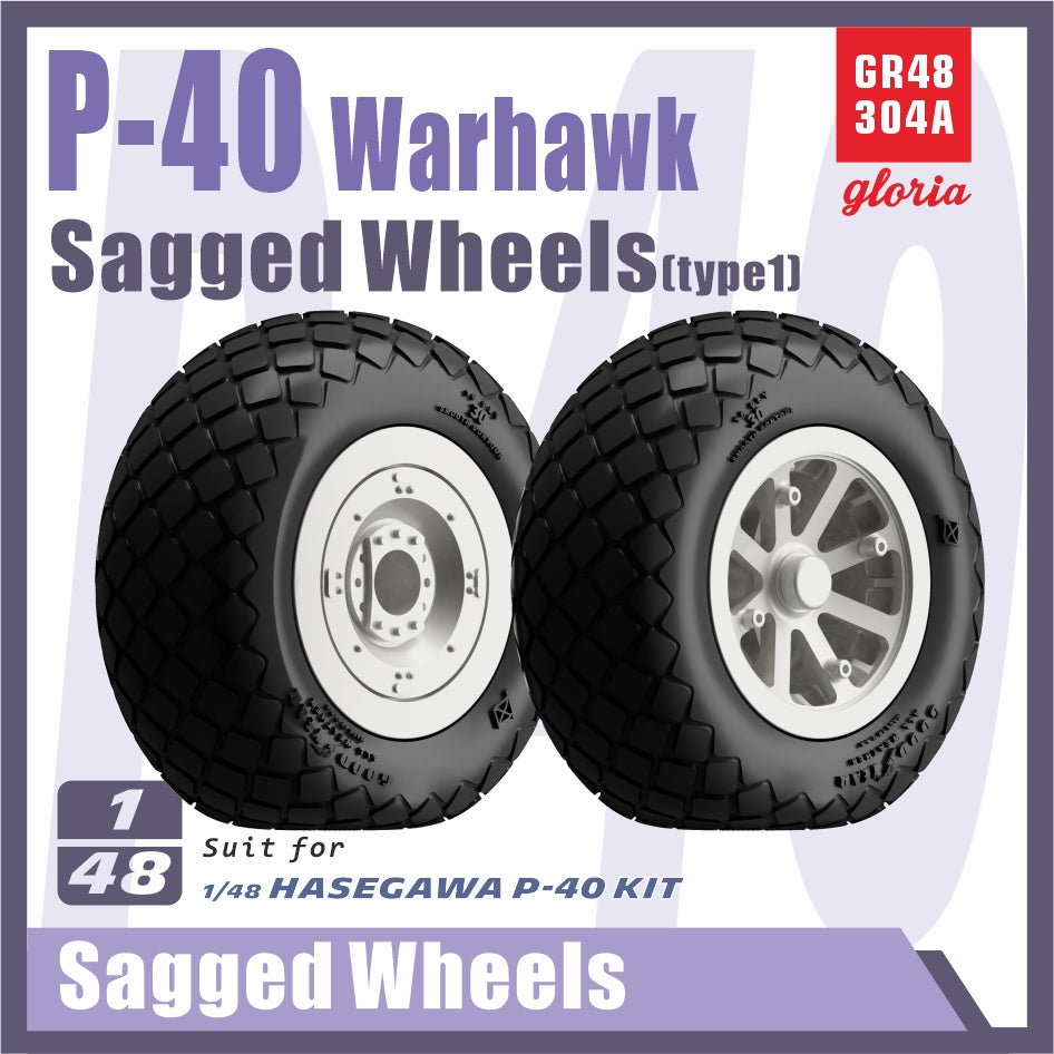 Gloria 1:48 P-40 Warhawk Sagged Wheels(Type 1) E.T. Model