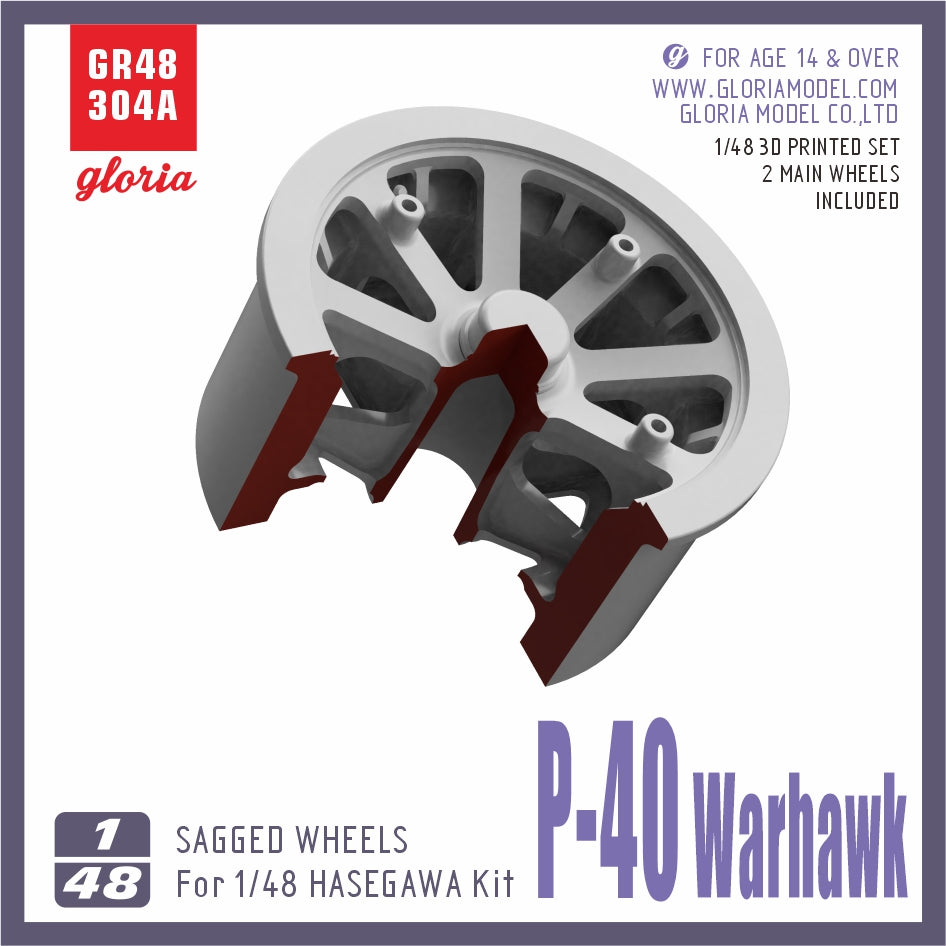 Gloria 1:48 P-40 Warhawk Sagged Wheels(Type 1) E.T. Model