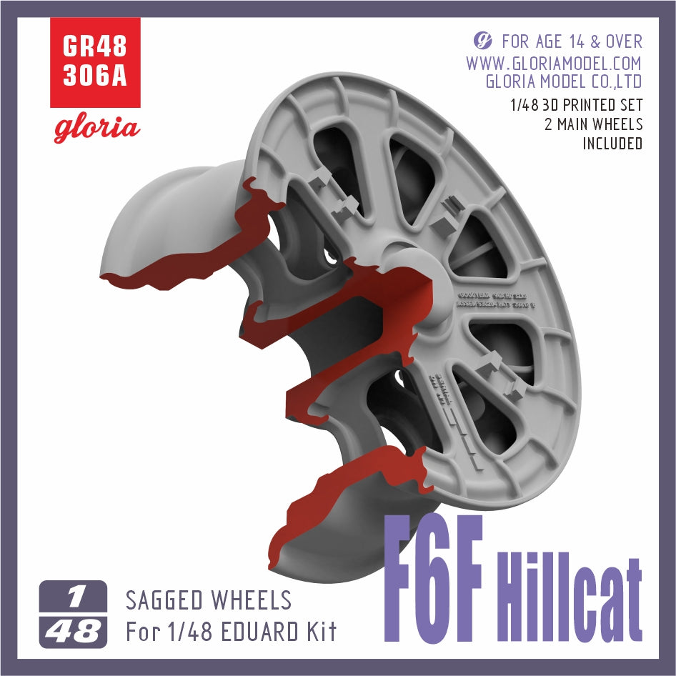 Gloria 1:48 F6F Hellcat Sagged Wheels(Type 1)