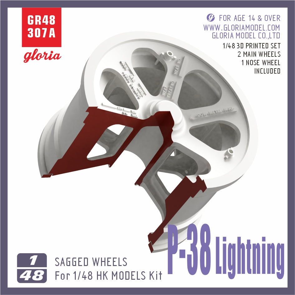 Gloria 1:48 P-38 Lightning Sagged Wheels(Type 1)