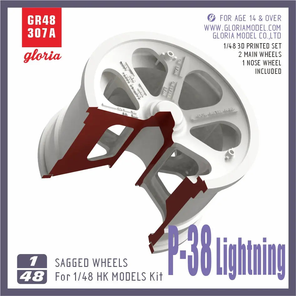Gloria 1:48 P-38 Lightning Sagged Wheels(Type 1) E.T. Model