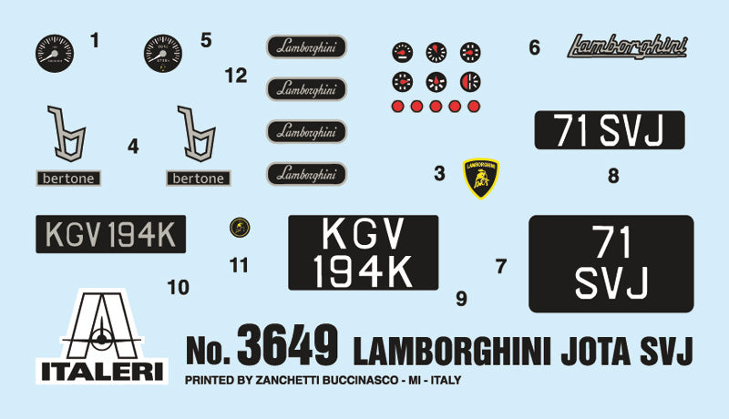 Italeri 1:24 Lamborghini Miura JOTA SVJ Plastic Model Kit Italeri