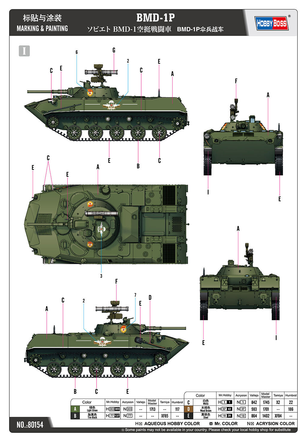 HobbyBoss 1/35 BMD-1P Plastic Model Kit