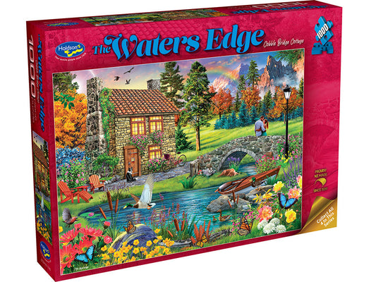 Holdson 1000 Piece Jigsaw Puzzle The Waters Edge Cobble Bridge Cottage Holdson