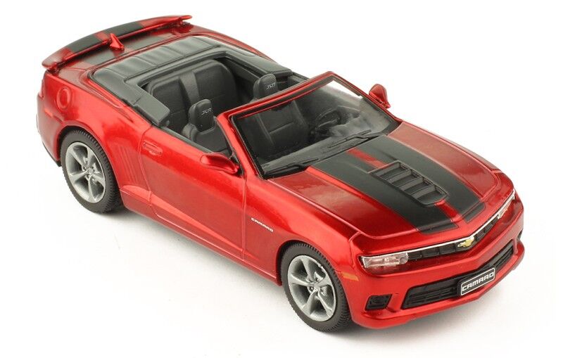 IXO Models 1/43 Chevrolet Camaro 2014 Convertible Metallic Dark Red With Stripes On Bonnet IXO Models