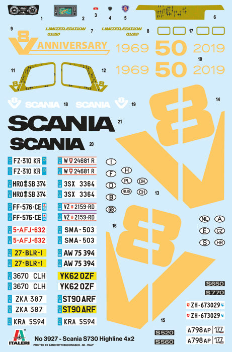 Italeri 1/24 Scania S730 HIGHLINE 4x2 Truck Plastic Model Kit Italeri