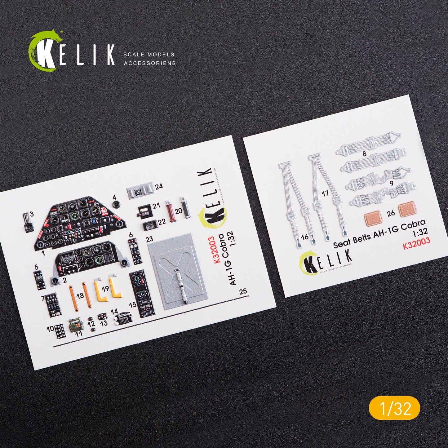 Kelik 1:32 AH-1G Cobra interior 3D decals for Icm kit Reskit