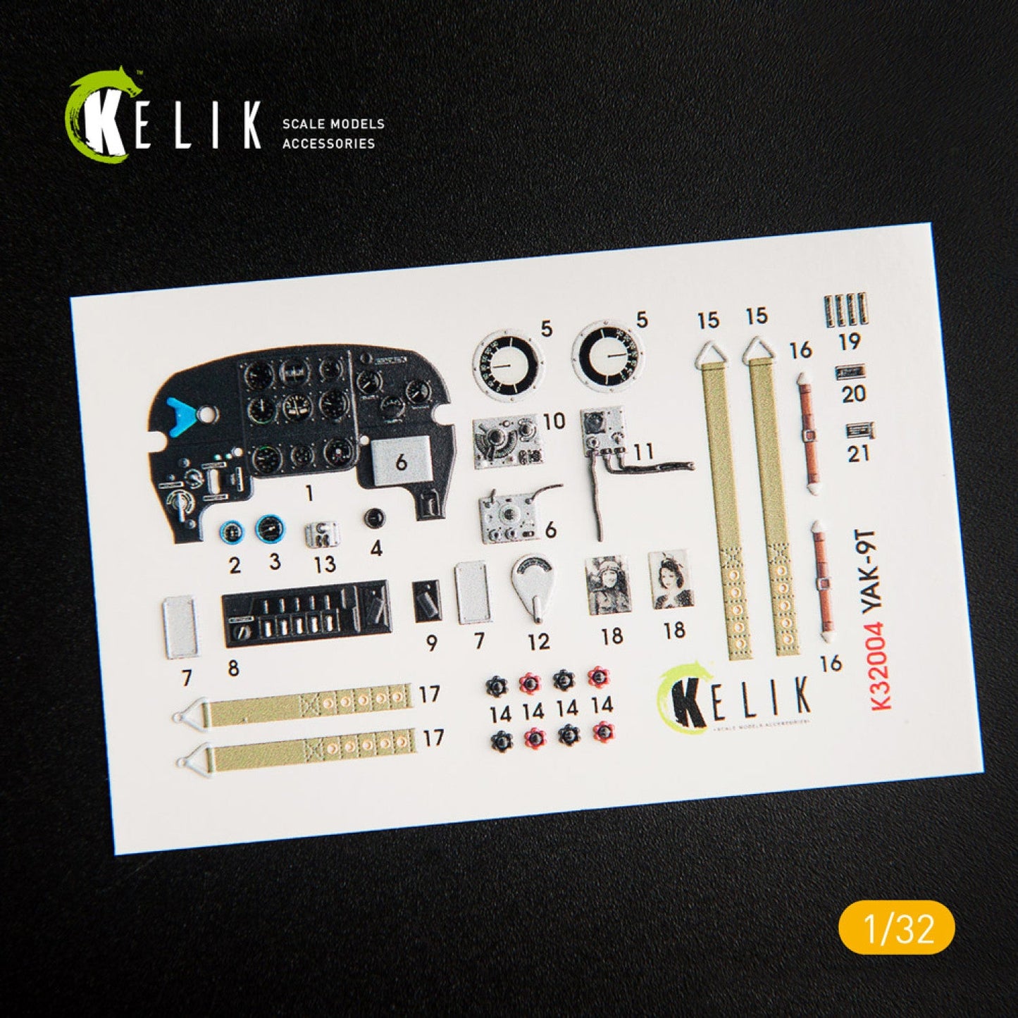 Kelik 1:32 Yak-9T interior 3D decals for ICM kit Reskit