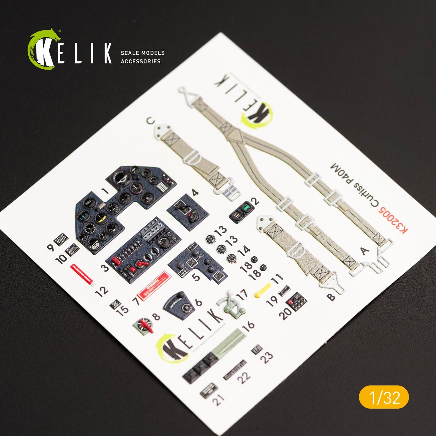 Kelik 1:32 P-40M interior 3D decals for Trumpeter kit Reskit