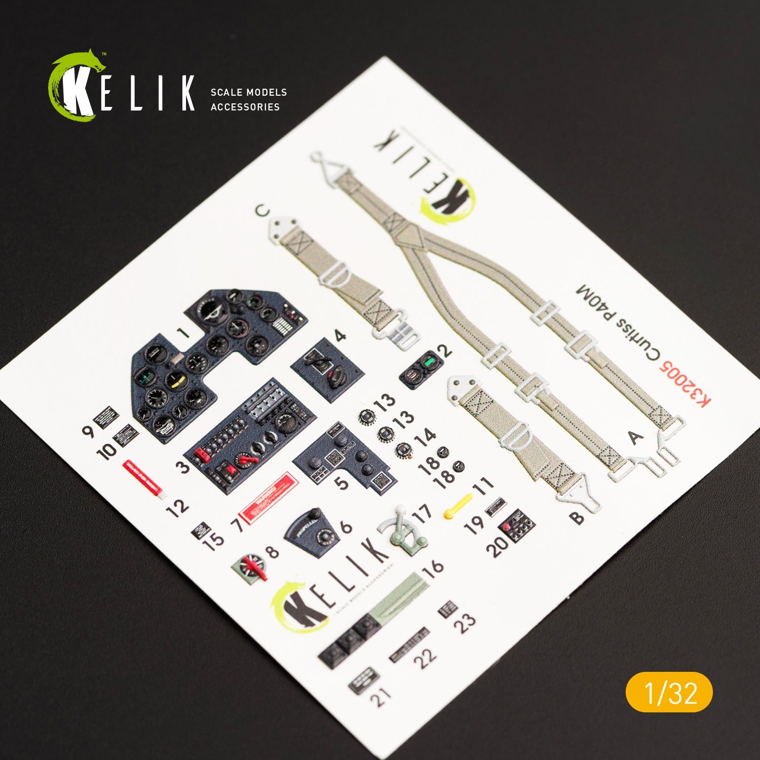 Kelik 1:32 P-40M interior 3D decals for Trumpeter kit Reskit