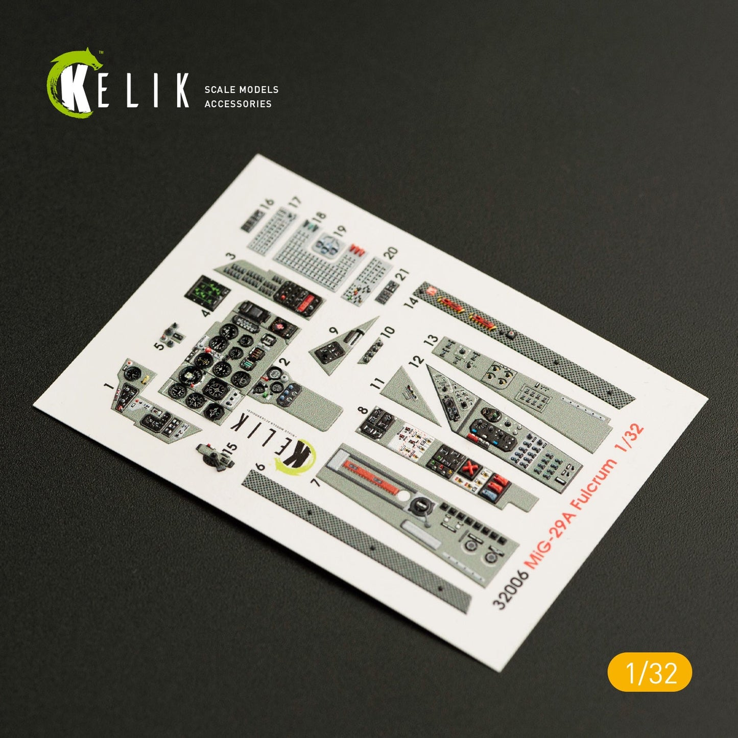 Kelik 1:32 MiG-29A (9-12) "Fulcrum" interior 3D decals for Trumpeter kit Reskit