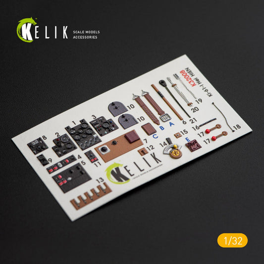 Kelik 1:32 Ki-61-I interior 3D decals for Hasegawa kit Reskit