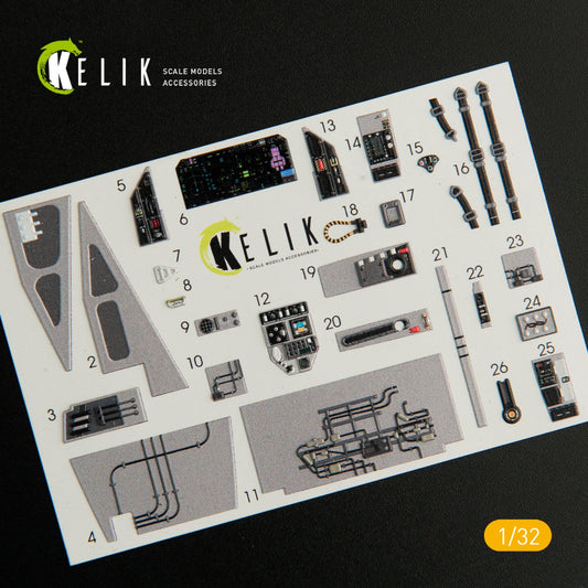 Kelik 1:32 F-35C interior 3D decals for Trumpeter kit Reskit