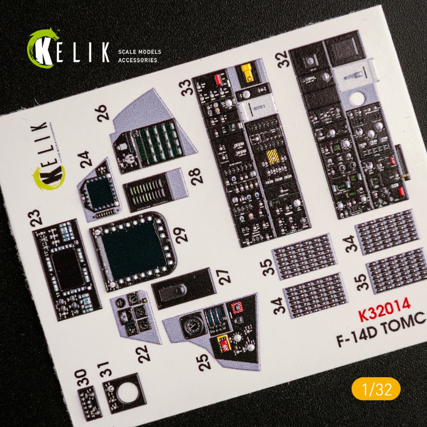 Kelik 1:32 F-14D Super Tomcat - Interior 3D Decal for Trumpeter kit Reskit