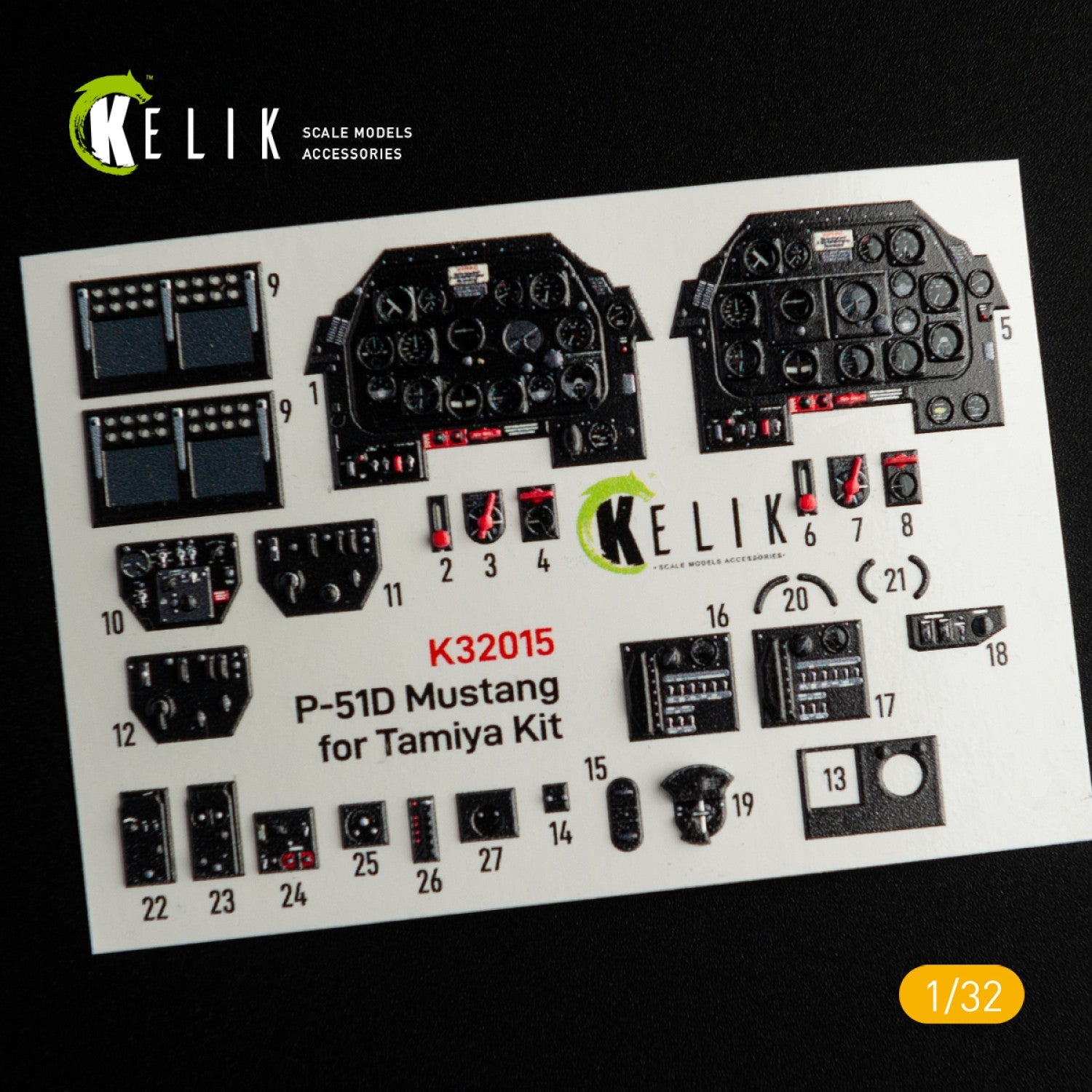 Kelik 1:32 P-51D Mustang - Interior 3D Decal for Tamiya kit Reskit
