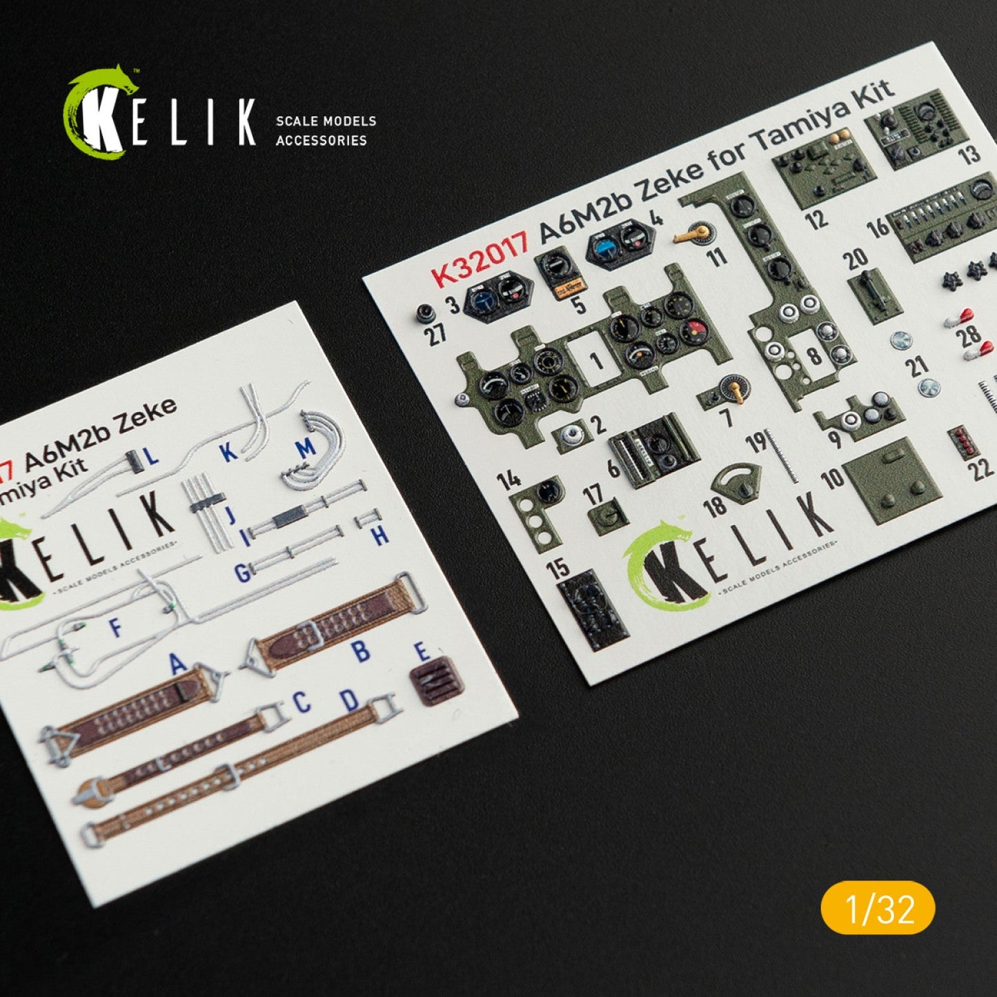 Kelik 1:32 A6M2B Zeke - Interior 3D Decal for Tamiya kit Reskit