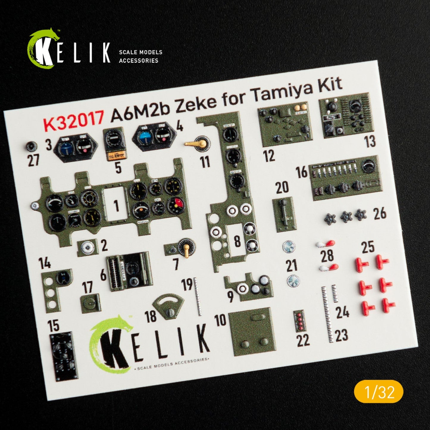 Kelik 1:32 A6M2B Zeke - Interior 3D Decal for Tamiya kit Reskit