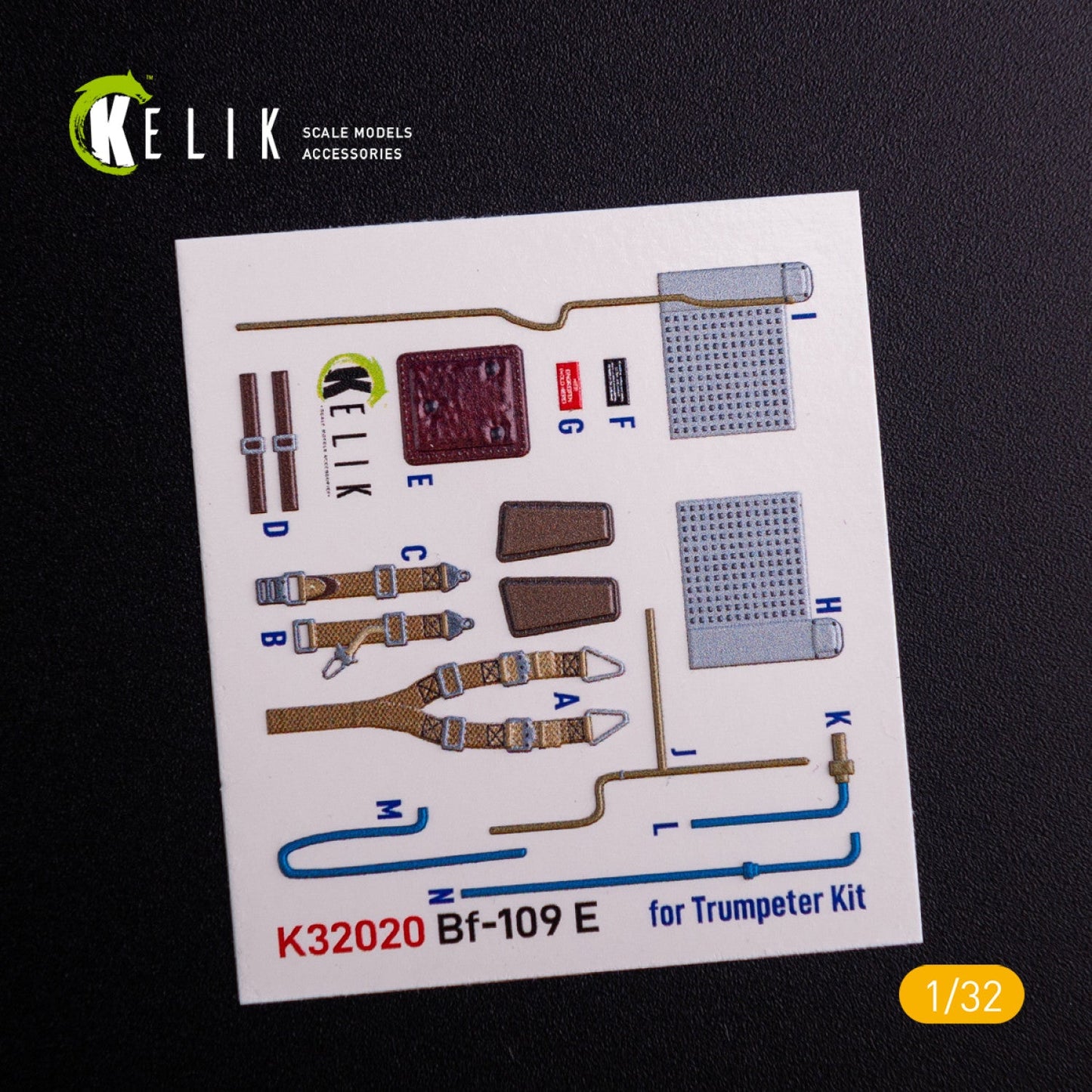 Kelik 1:32 BF-109 E - Interior 3D Decal with 3D printed parts for Trumpeter kit Reskit