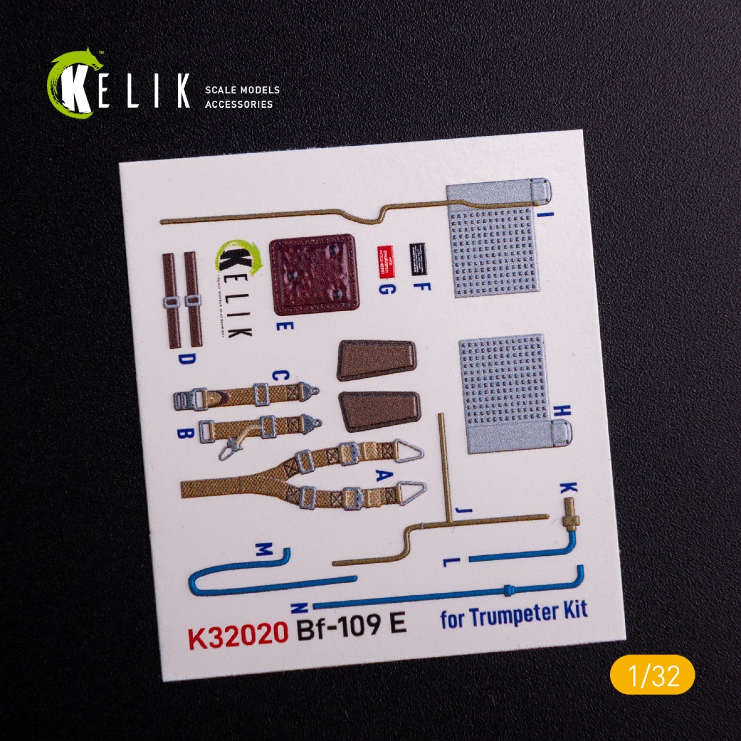 Kelik 1:32 BF-109 E - Interior 3D Decal with 3D printed parts for Trumpeter kit Reskit
