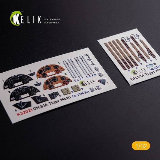 Kelik 1:32 DH.81A Tiger Moth - Interior 3D Decal for ICM kit Reskit