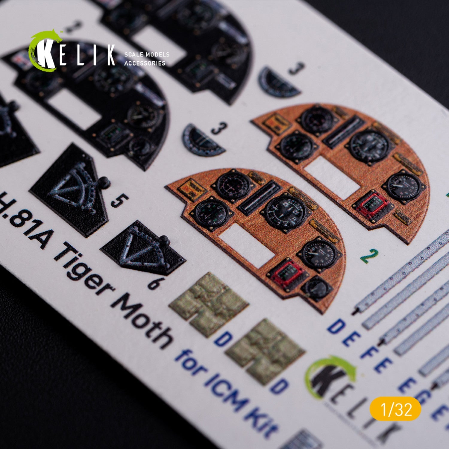 Kelik 1:32 DH.81A Tiger Moth - Interior 3D Decal for ICM kit Reskit