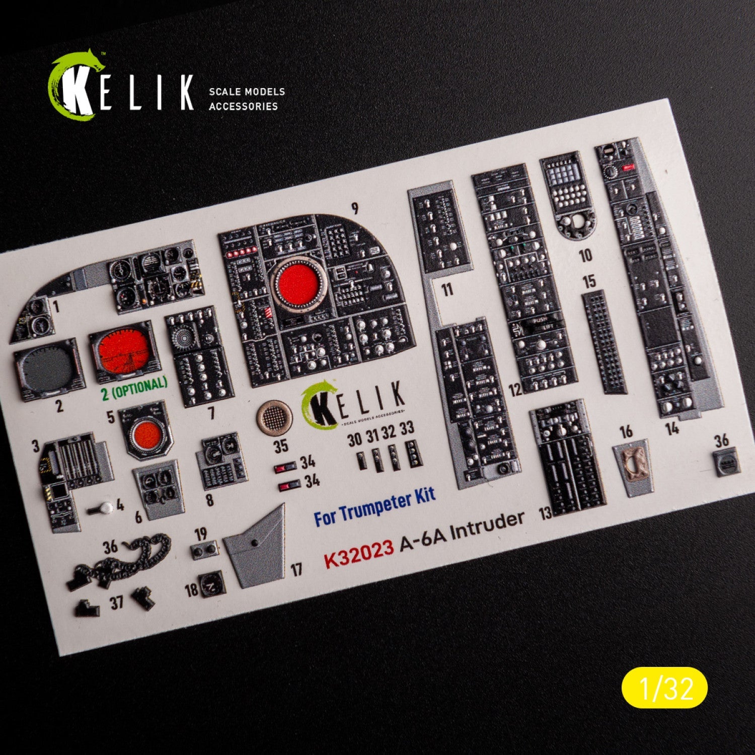 Kelik 1:32 A-6A Intruder - interior 3D decals for Trumpeter kit Reskit