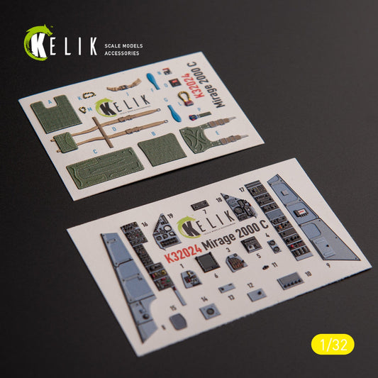 Kelik 1:32 Mirage 2000C - interior 3D decals for Kitty Hawk/Zimi models kit Reskit