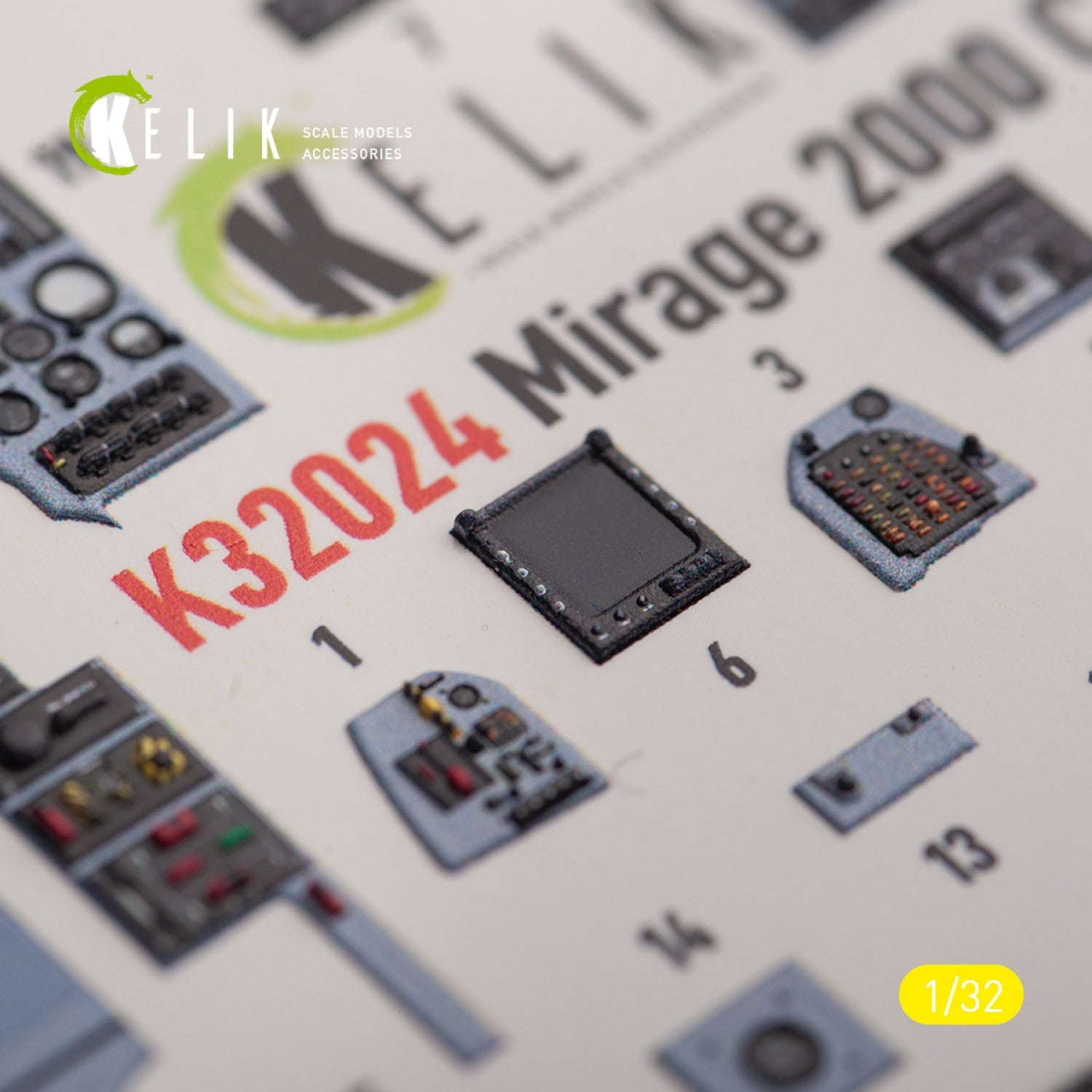Kelik 1:32 Mirage 2000C - interior 3D decals for Kitty Hawk/Zimi models kit Reskit