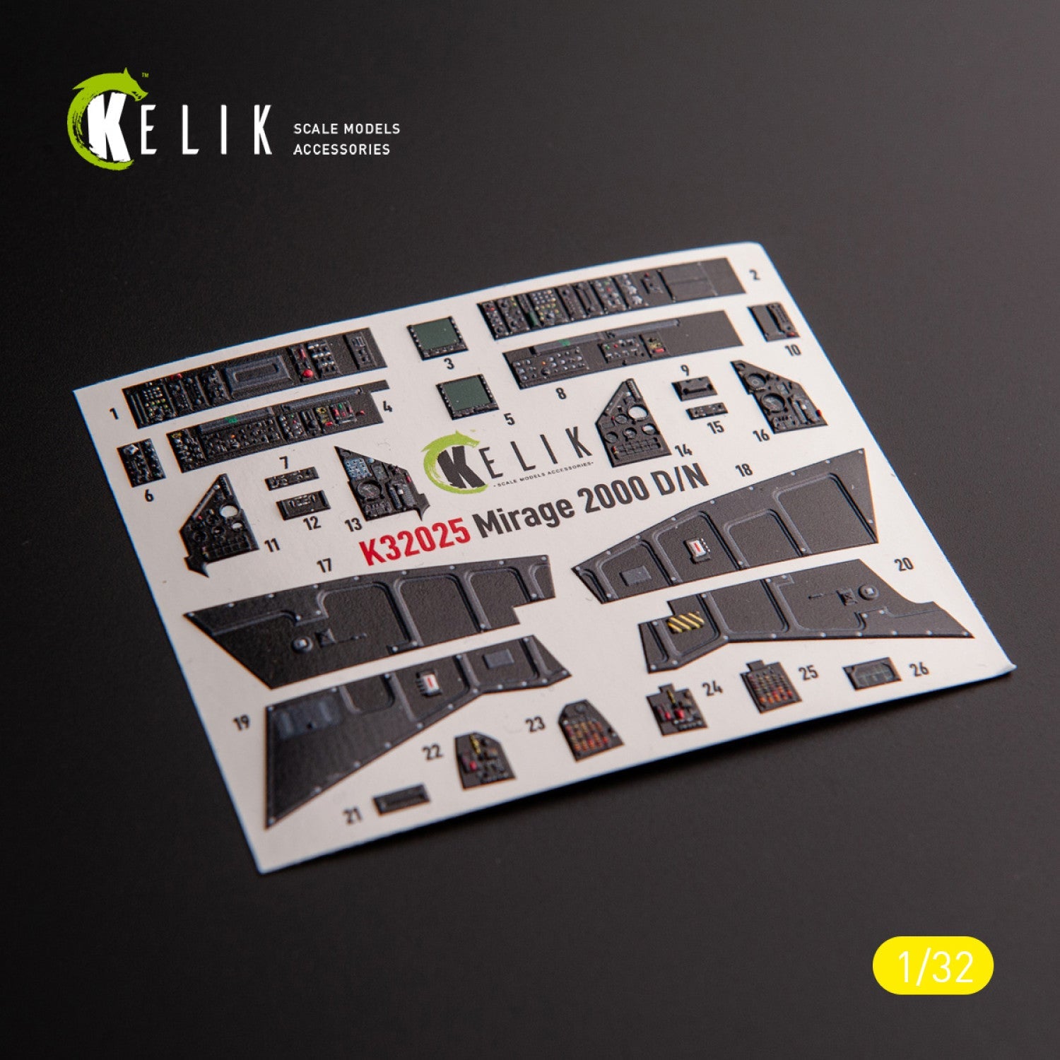 Kelik 1:32 Mirage 2000D/N - interior 3D decals for Kitty Hawk/Zimi models kit Reskit
