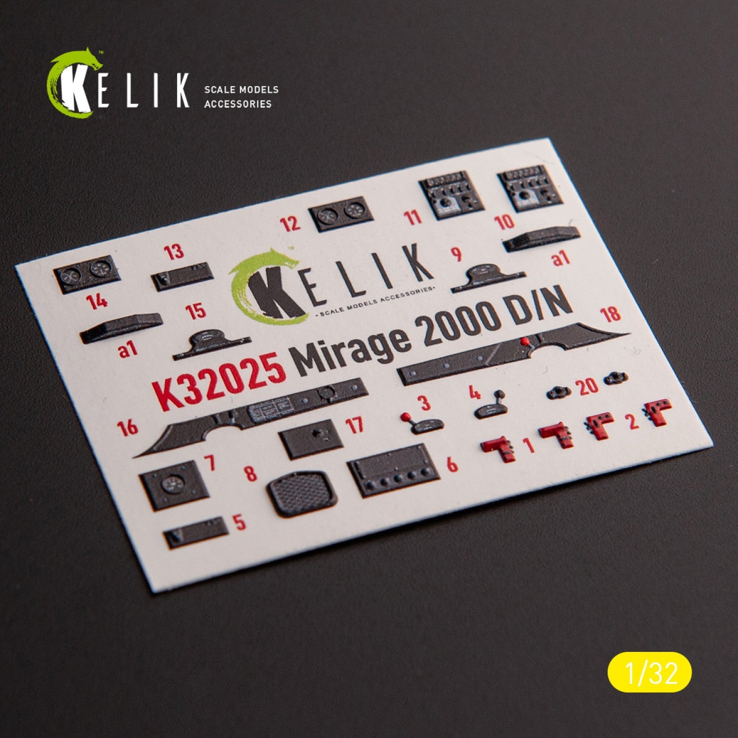 Kelik 1:32 Mirage 2000D/N - interior 3D decals for Kitty Hawk/Zimi models kit Reskit