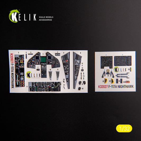 Kelik 1:32 F-117A - Type 1 interior 3D decals for Trumpeter kit Reskit
