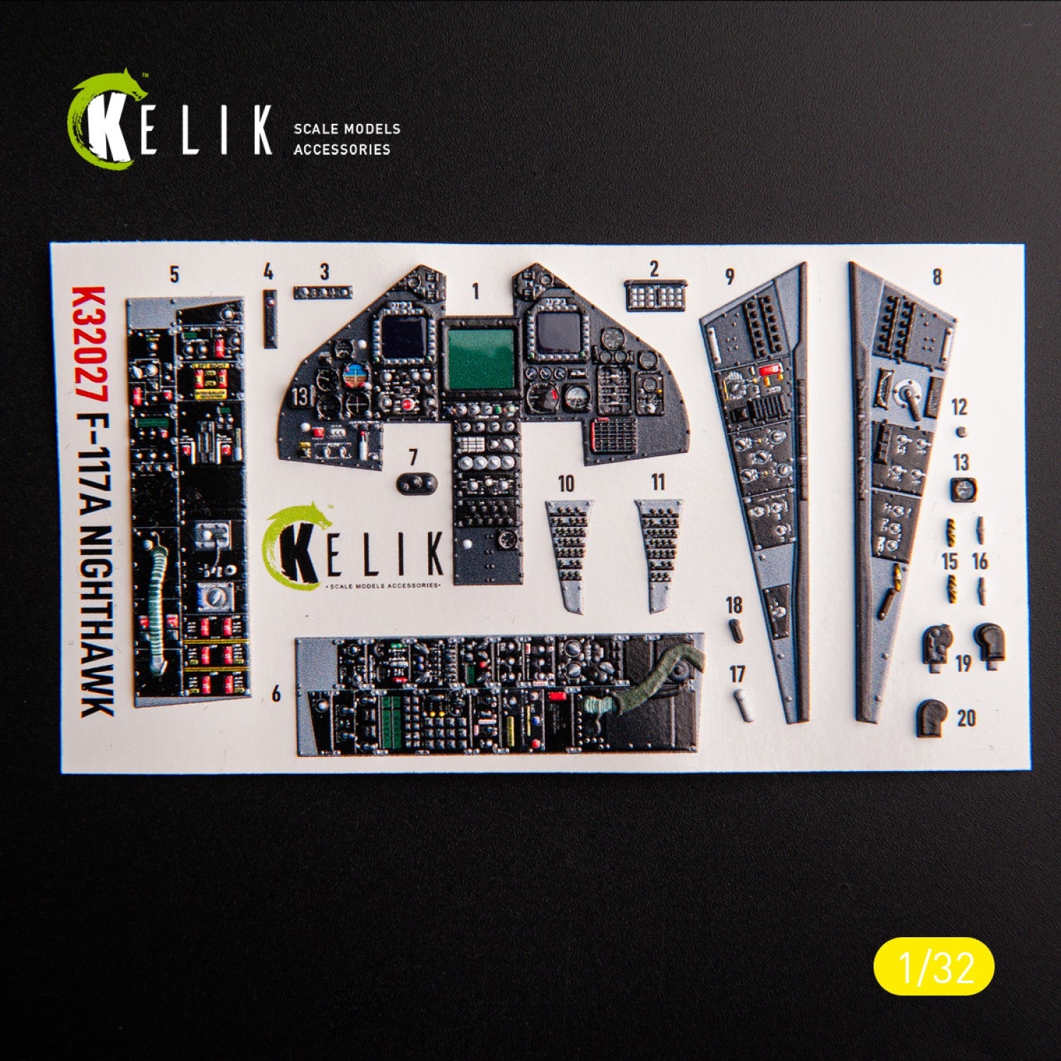 Kelik 1:32 F-117A - Type 1 interior 3D decals for Trumpeter kit Reskit