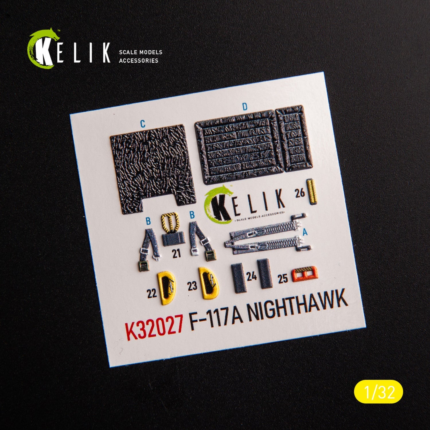 Kelik 1:32 F-117A - Type 1 interior 3D decals for Trumpeter kit Reskit