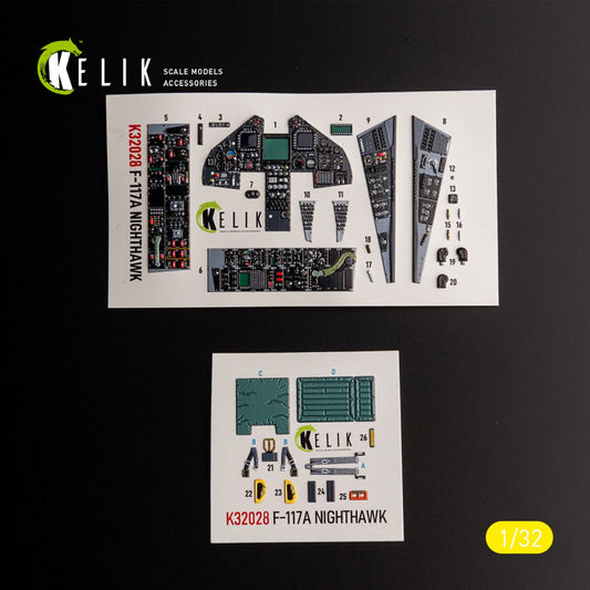 Kelik 1:32 F-117A - Type 2 interior 3D decals for Trumpeter kit Reskit