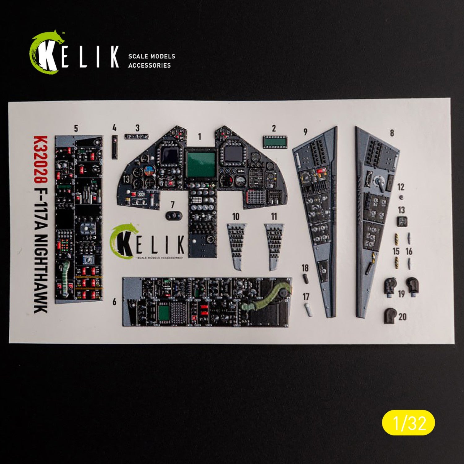 Kelik 1:32 F-117A - Type 2 interior 3D decals for Trumpeter kit Reskit