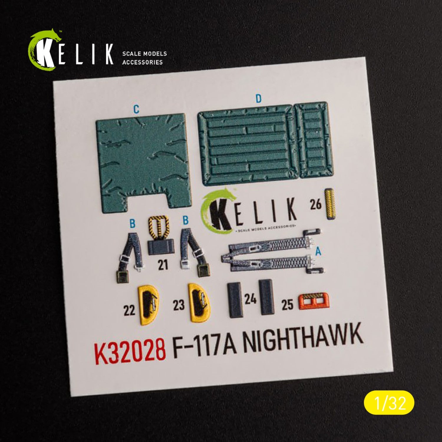 Kelik 1:32 F-117A - Type 2 interior 3D decals for Trumpeter kit Reskit