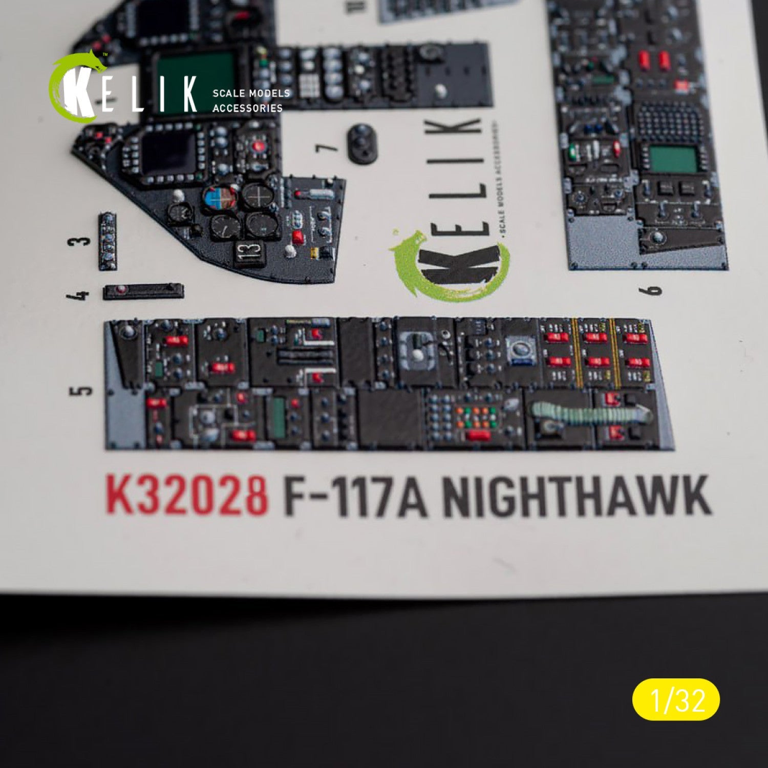 Kelik 1:32 F-117A - Type 2 interior 3D decals for Trumpeter kit Reskit