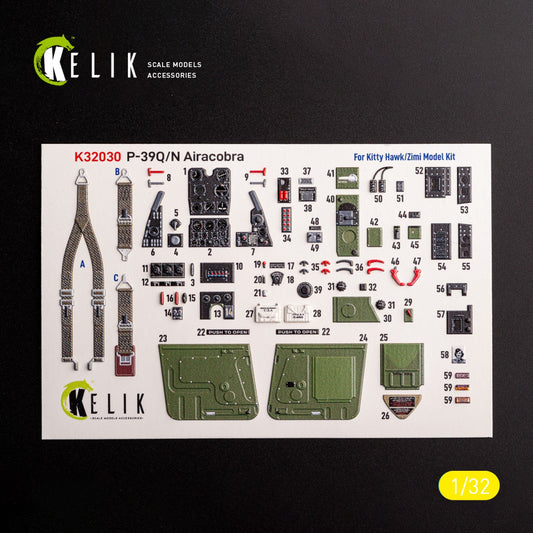 Kelik 1:32 P-39Q/N - interior 3D decals for Kitty Hawk/Zimi models kit Reskit
