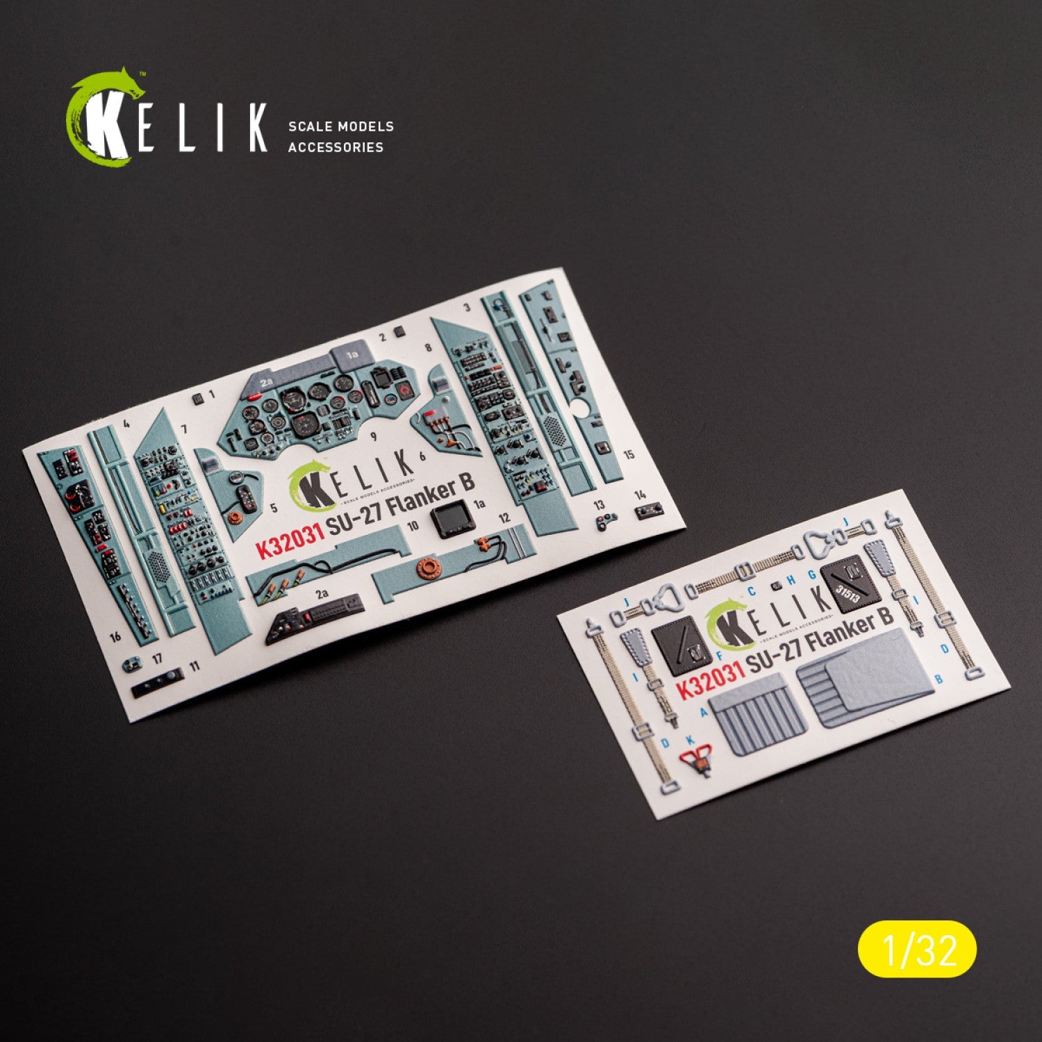 Kelik 1:32 SU-27 - interior 3D decals for Trumpeter kit Reskit