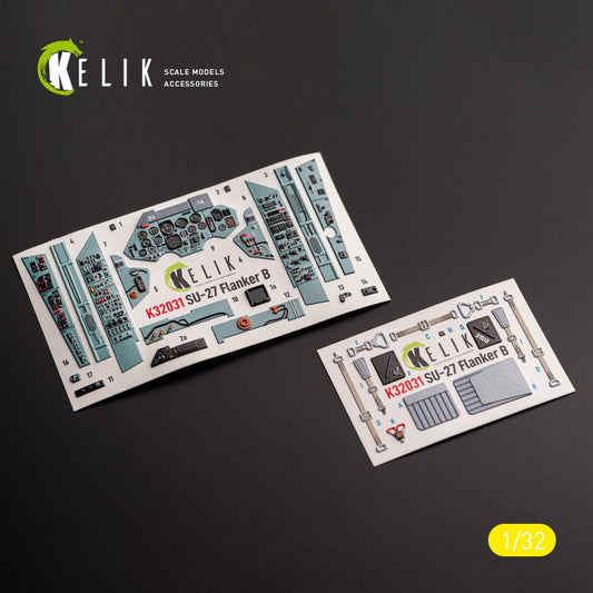 Kelik 1:32 SU-27 - interior 3D decals for Trumpeter kit Reskit