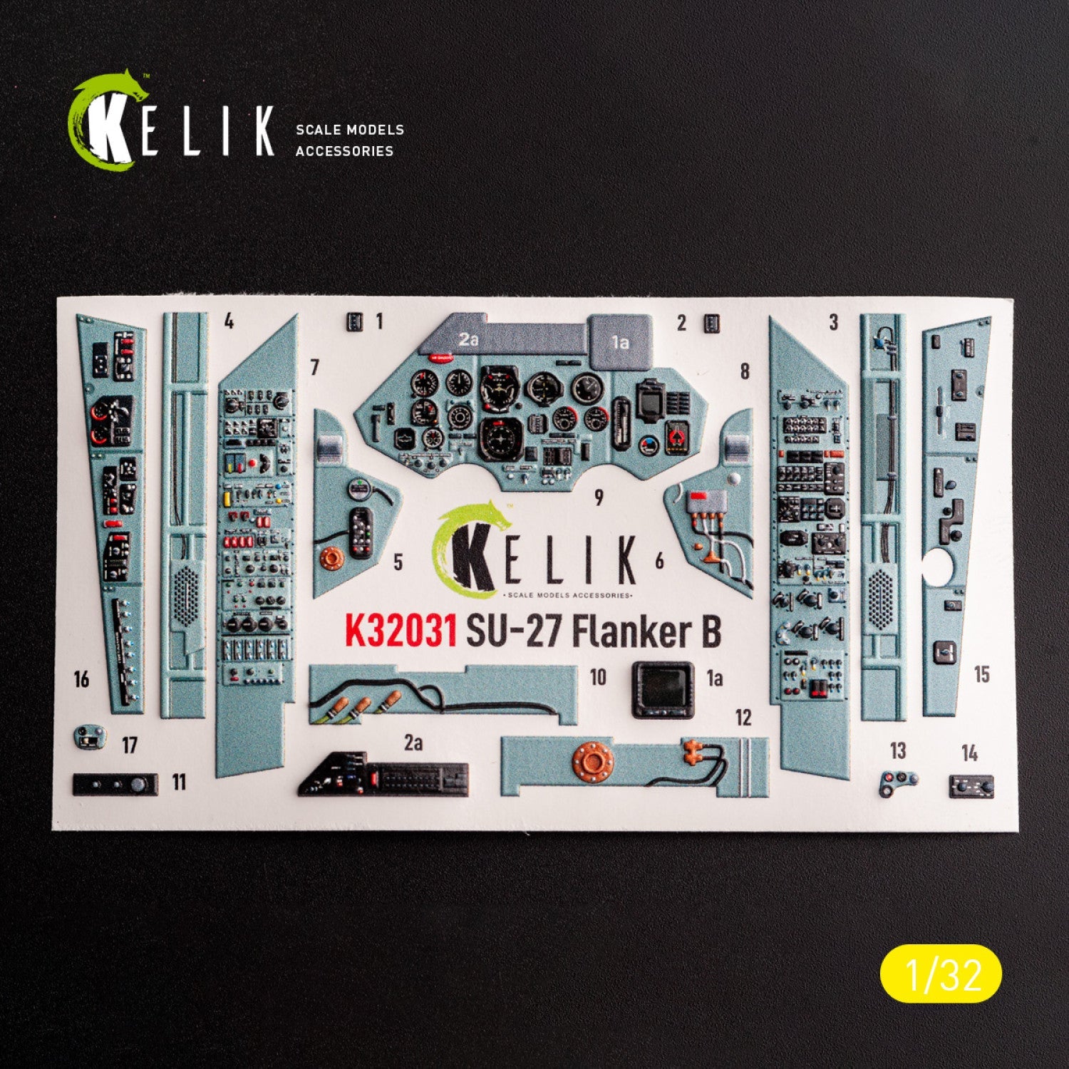 Kelik 1:32 SU-27 - interior 3D decals for Trumpeter kit Reskit