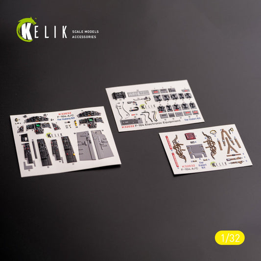 Kelik 1:32 F-104 A/C - interior 3D decals for Italeri kit Reskit