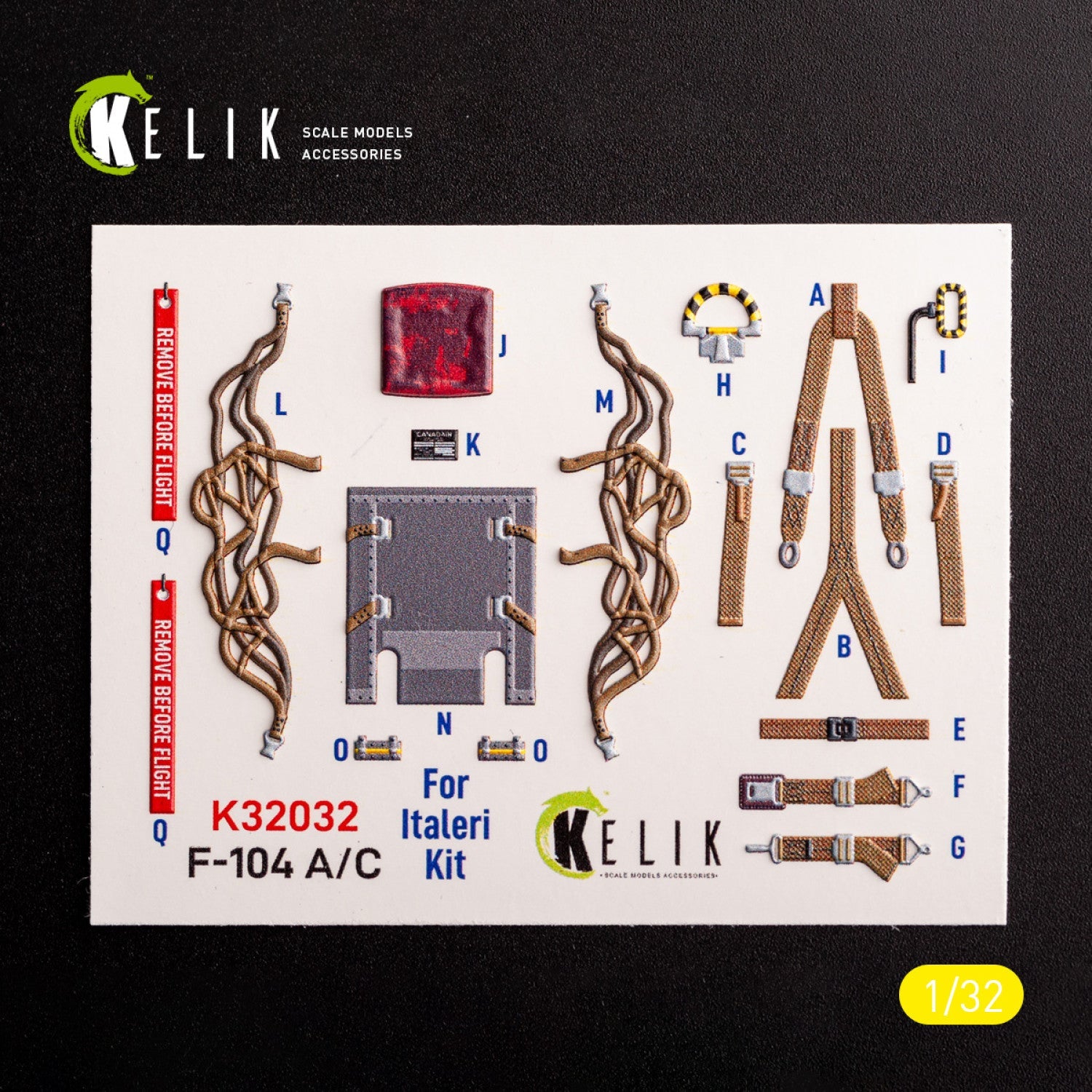 Kelik 1:32 F-104 A/C - interior 3D decals for Italeri kit Reskit