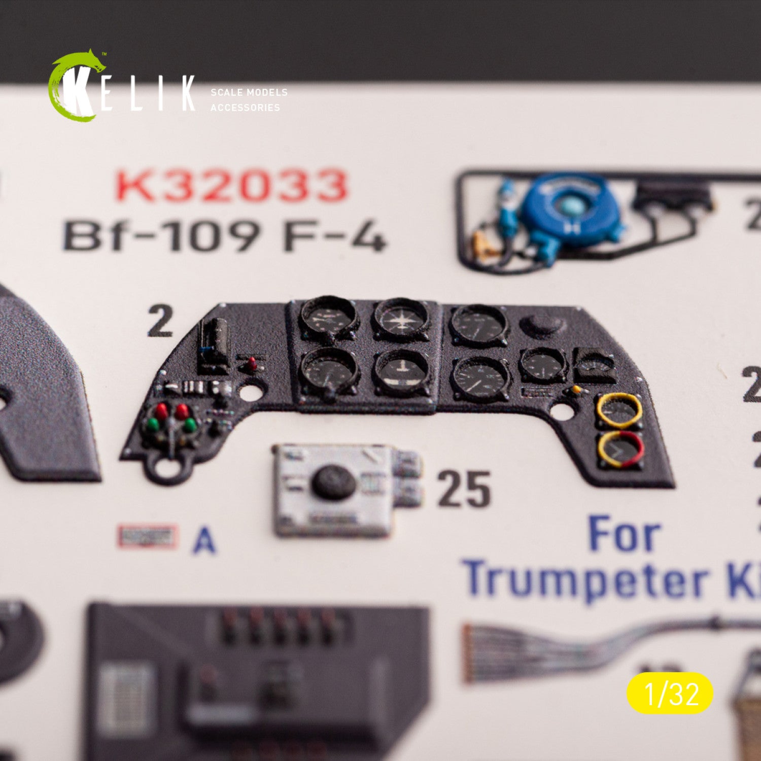 Kelik 1:32 BF-109 F-4 - interior 3D decals for Trumpeter kit Reskit