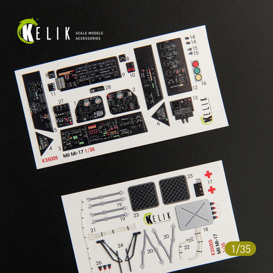 Kelik 1:35 Mi-17 NATO (Black version) interior 3D decals for Trumpeter Reskit