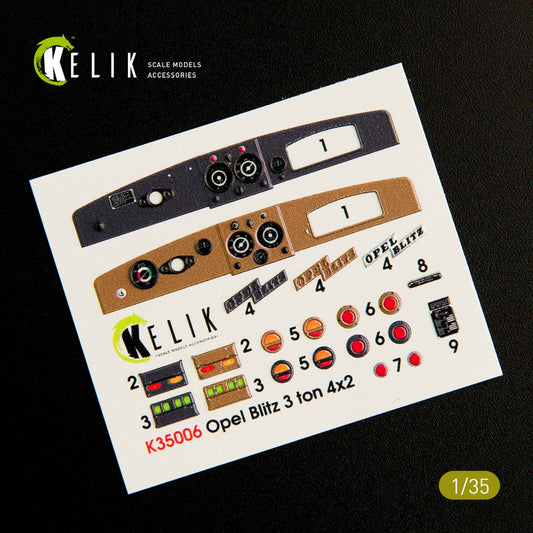 Kelik 1:35 Opel Blitz 3ton 4x2 interior 3D decals for Tamiya kit Reskit