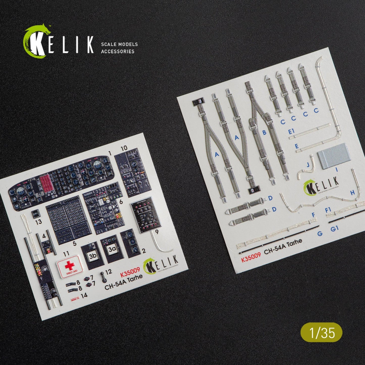 Kelik 1:35 CH-54A "Tarhe" interior 3D decals for ICM kit Reskit